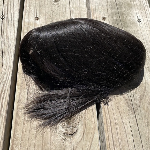 NWT 16-17”natural black brown hint straight blended human mix topper round bangs - Picture 14 of 16